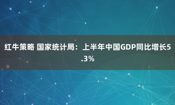 红牛策略 国家统计局：上半年中国GDP同比增长5.3%